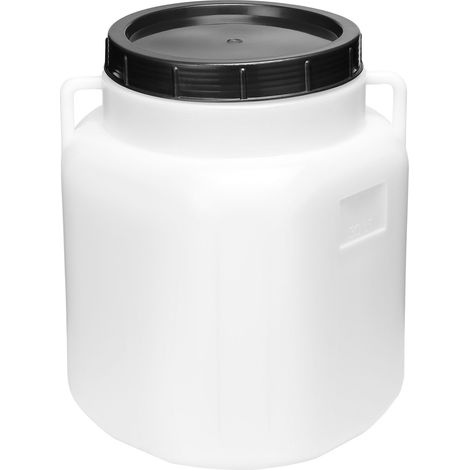 Garronda 30 Liter Récupérateur d'eau de Pluie Carré BPA-Free avec Couvercle Réservoir pour Choucroute et Salaison GD-0088, Blanc