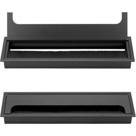 Lot de 2 boîtes rectangulaires pour passer les câbles, cache-trou de câble de bureau pour la gestion des câbles, alliage d'aluminium avec couvercle à charnière (1/4)