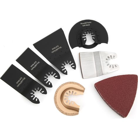 16 pièces de lames de scie oscillantes assorties, papier de verre, accessoires pour machine à poncer et outil de travail du bois (1/5)
