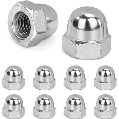 Écrou Borgne M10 Hexagonal Ecrou Borgne en Acier Inoxydable Écrous Borgne pour Vis Boulons Filetés Tiges Filetées Conforme à Norme DIN 1587 10 Pièces (1/5)