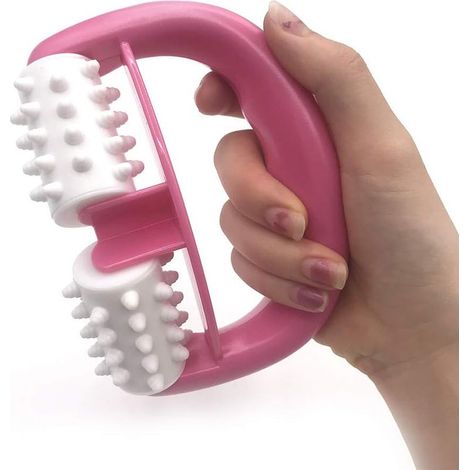 Brosse de massage amincissante à rouleau, brosse corporelle en tissu anti-peau d'orange, masseur à ventouse pour les jambes, traitement minceur efficace (rose) (1/3)