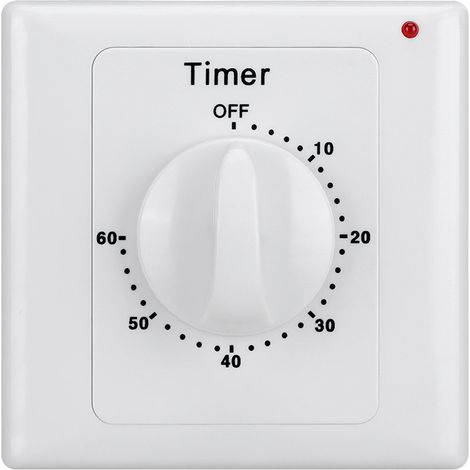 Interrupteur à rebours avec minuteur 60 minutes avec minuteur, protection contre l'eau en saillie pour salle de bain, ventilateur de salle de bain, ventilateur d'extraction (1/4)