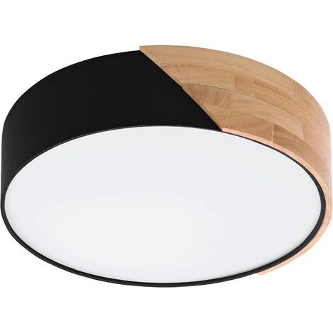Éclairage de plafond moderne Grimaldino noir avec bois rond - 99388 (1/3)