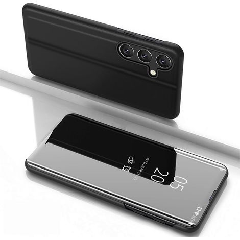 Samsung Galaxy S25 Clear View Hülle mit Klappdeckel – Schwarz
