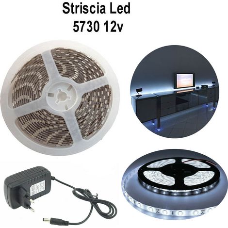 5730 LED-STREIFEN, FLEXIBEL, 5 M, SELBSTKLEBEND, 2-A-NETZTEIL, KALTWEIßES LICHT, SCHUTZART IP6