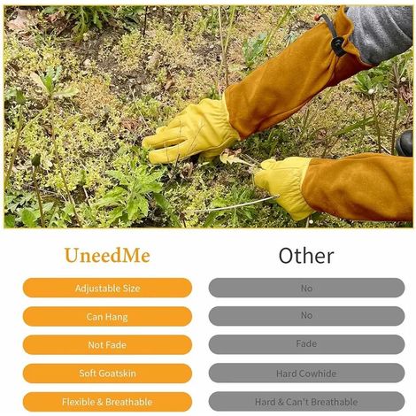 Gants de Jardinage Cuir Femme Homme - Anti-Coupure Mains, Cadeau Outillage Jardin, Gants Longs Rosiers Épineux, Paire de Protection Jardin (1/4)