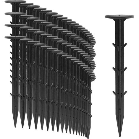 Piquets De Fixation Pour Bache - Pour Toison De Mauvaises Herbes [100 Pièces] - Extrêmement Stable - Ancrage De Sol En Plastique Incassable 11cm (1/4)