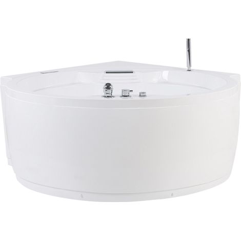 Bañera de hidromasaje esquinera de acrílico sanitario blanco con LED ⌀ 150 cm redonda moderna Milano (1/5)