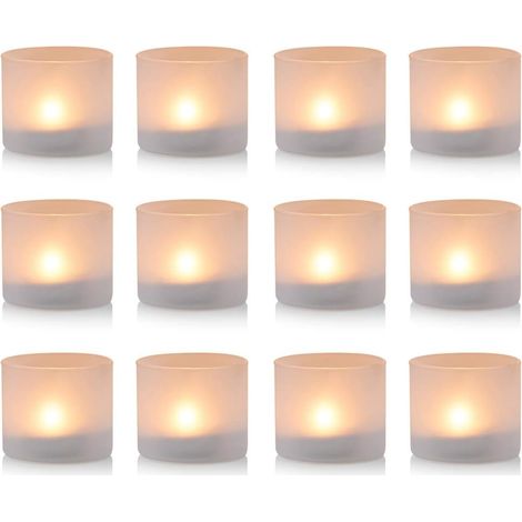 12 Pièces Bougeoir en Verre Dépoli, Bougeoir Photophore, 5.7cm Largeur X 4.8cm Hauteur pour Les Cadeaux, Mariages, pour Le Mariage, L'aromathérapie, Cadeaux et la Décoration de la Maison (1/5)