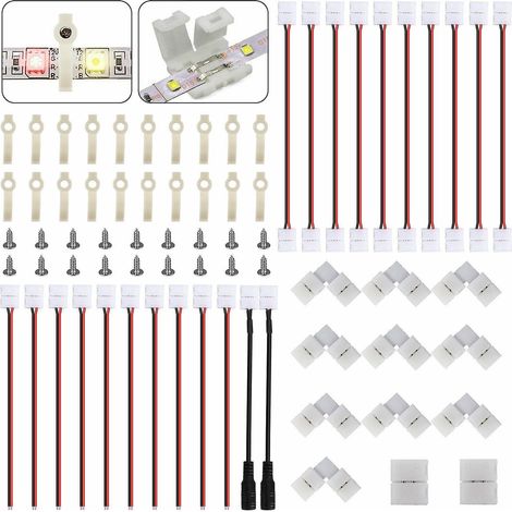 Connecteur Pour Ruban Led - 3528 2835 - 8 mm - 2 Broches - Kit 54 Pièces (1/5)