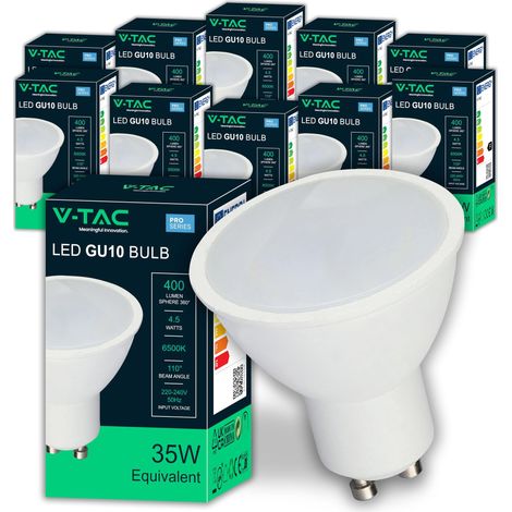 10x Ampoules LED GU10-4,5W (Équivalent 35W) - 400 Lumen - Spot LED GU10 pour une Efficacité Maximale et une économie d'énergie - Blanc Froid 6500K (1/5)