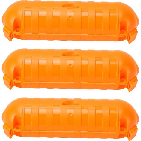 Boîtes de jonction étanches pour rallonges électriques extérieures avec couvercles de sécurité et fermetures étanches pour câbles d'éclairage, orange, lot de 3 (1/5)