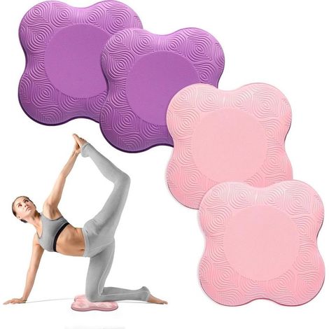 4-teiliges Yoga-Kniekissen-Set, Yoga-Knieschutzmatte, Sport-Balance-Kissen, Pilatesmatte, rutschfeste Yogamatte, Knieschoner, Kniebezüge, Trainingsmatte