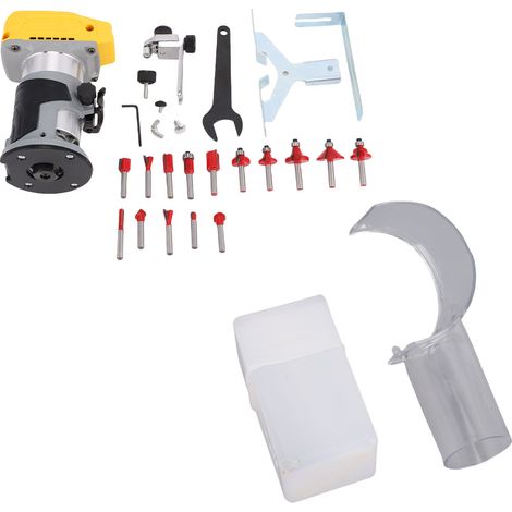 Défonceuse sans fil compacte, 5 vitesses variables, rechargeable, pour le travail du bois, base fixe, sans balais. (1/2)