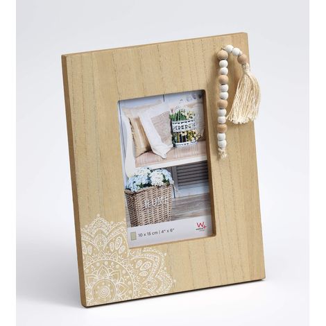 Cadre Photo Cadre en Bois Naturel 10 x 15 cm avec Bijoux en Perles, Naturalness RY015H (1/3)