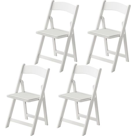 Lot de 4 chaises pliantes en résine et PU, chaises pliantes portables pour intérieur et extérieur, 45x44x78cm, blanc (1/5)
