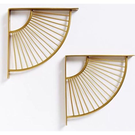 Support mural, finition dorée, 25 cm de long × 25 cm de large, 2 supports métalliques en fer forgé (1/5)