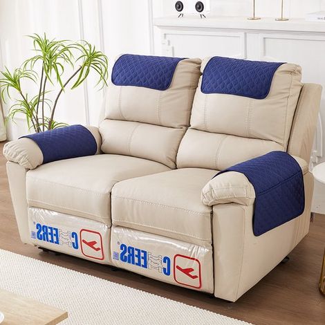Ensemble de 4 coussins d'accoudoirs - Housse d'accoudoir de canapé - Housse d'accoudoir de fauteuil - Housse d'appui-tête - Protection antidérapante et rembourrée pour meubles (38 cm x 57 cm) - Bleu m (1/5)
