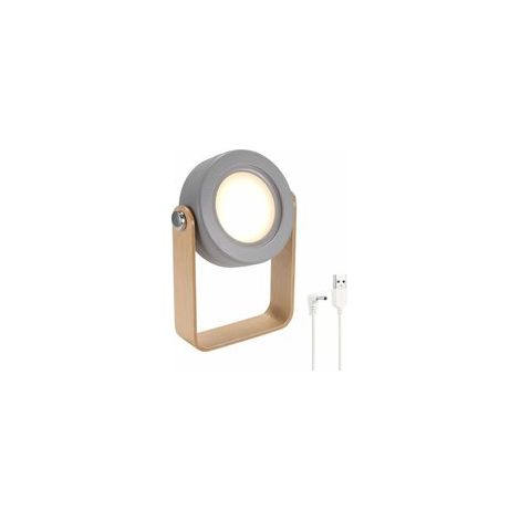 Lampe de table pliante LED rechargeable USB, veilleuse télescopique à poignée en bois, portable –