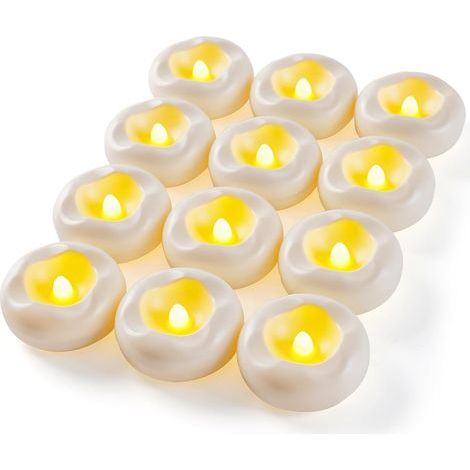 12 bougies LED blanches étanches - Conviennent pour les piscines/mariages/vases/décoration intérieure (5 cm x 2,5 cm) (1/5)
