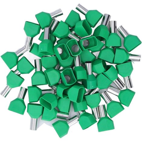50 colliers de serrage pressés à froid, embout tubulaire vert, PVC robuste, connecteurs à sertir en fil de cuivre rouge