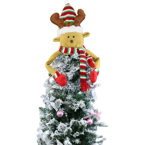 Décoration de sapin de Noël, décorations de Noël, décoration de sapin de Noël en tissu avec élan, ornements de Noël (1/5)