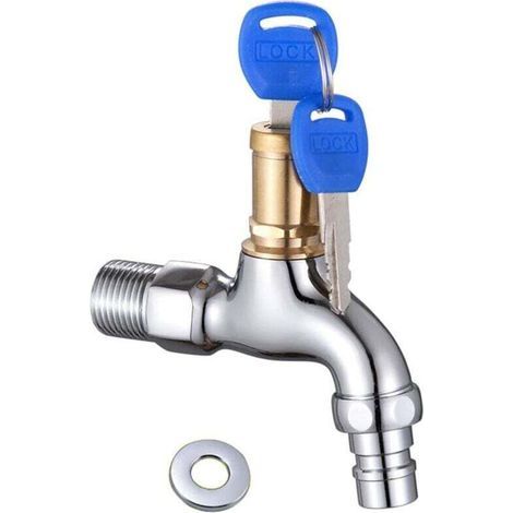 Rubinetto antifurto in ottone con serratura a chiave per uso esterno, giardino, bagno o lavatrice - Rubinetto sicuro per lavabo (1/4)