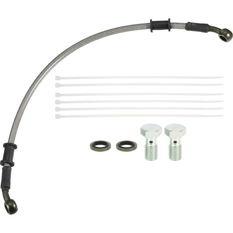Flexibles De Frein Et D'Embrayage Hydrauliques Pour Moto 40CM  Couleurs: Argenté, Vert, Noir, Matériaux: Métal, Plastique, Caoutchouc, Longueur: 40cm, Compatible Moto, Quad, Cyclo, Scooter (1/5)