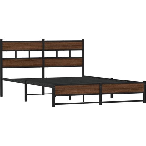 Estructura de cama sin colchón metal marrón roble 135x190 cm vidaXL (1/4)