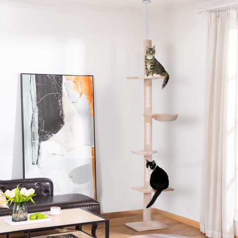 Arbre a chat plafond reglable 230-260 cm beige HAVRYA (1/3)