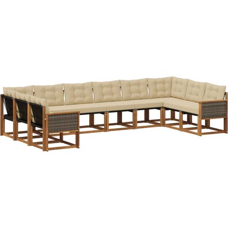 Outdoor Sofa Set with Cushion 10 pcs Natural and Beige vidaXL (1/5)