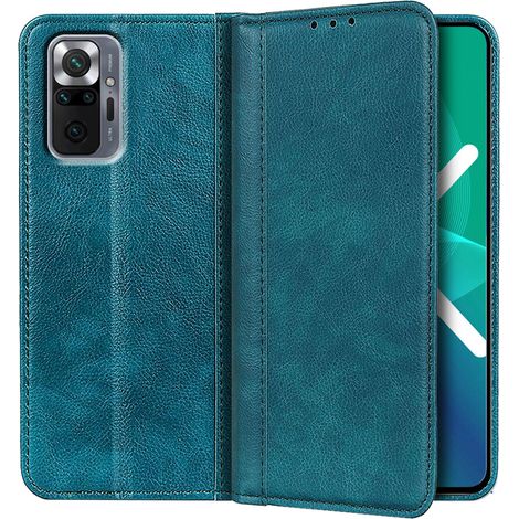Custodia per Xiaomi Redmi Note 10 Pro, modello a portafoglio in pelle Litchi, colore verde (1/5)