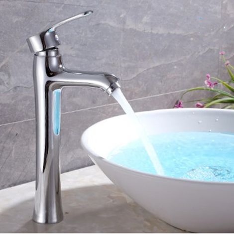 Tall single-hole countertop basin faucet for hot and cold water, bathroom vanity, washbasin, handwashing basin, splash-proof faucet -- Roman-style taller model
