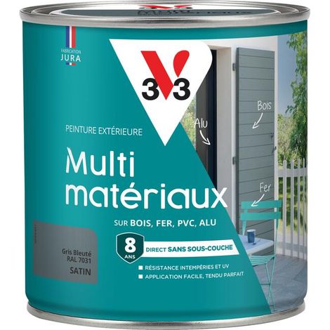 Peinture extérieure Multi-matériaux V33 Gris bleuté RAL 7031 Satin 0,5L