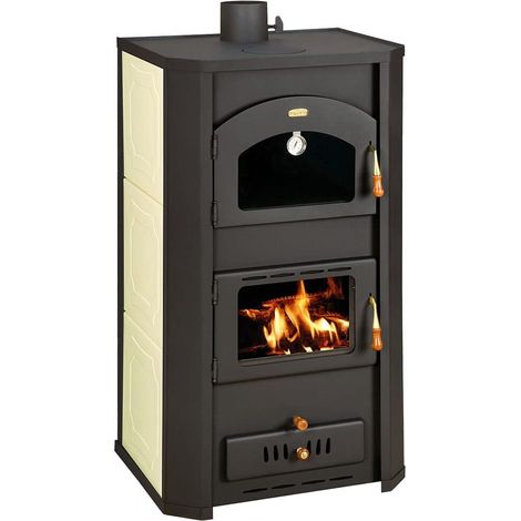 Prity – Poêle à bois avec four pour chauffage central – Puissance 20 kW – Évacuation fumées 150 mm – Acier robuste pour bois dur (1/4)