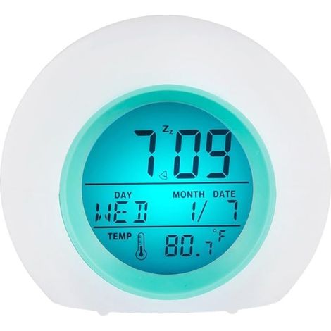 Réveil numérique LED 7 couleurs pour enfants, horloge de table (1/4)