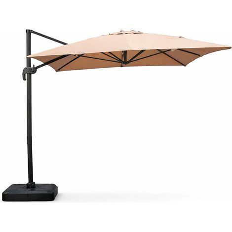 Rechteckiger Sonnenschirm 3x4 m, versetzt, drehbar, taupe, aus Aluminium CESARE