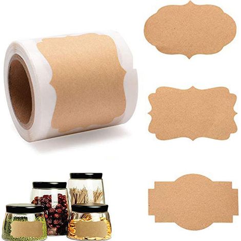 300 Pièces Vintage étiquette Kraft, étiquettes Autocollantes, Étiquettes Adhésives en Papier Kraft, pour Fête Stickers, DIY Emballage, Cadeau, pour Noël et Halloween (1/5)