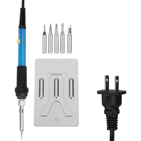 7Pcs Electric Soldering Iron Set Adjustable Temperature Wood Carving Welding Tool 60W ACUS Plug 110V (1/5)