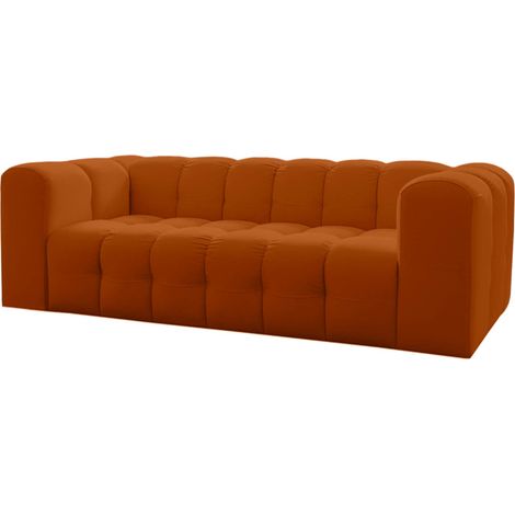 Canapé droit MILOE fixe 3 places en velours - Terracotta (1/3)