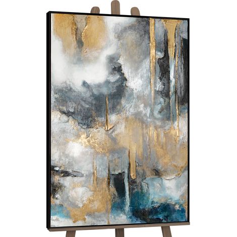 Gemälde Goldene Konsonanzen II Rahmen Weiß 120x80 cm (1/5)