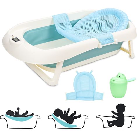 SWANEW Vasca da bagno pieghevole per bambini 83cm vasca da bagno antiscivolo per bambini, verde (1/5)
