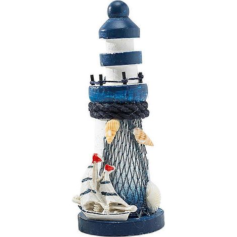 1 Stück Leuchtturm-Ornament aus Holz im mediterranen Stil, exquisite, einzigartige Leuchtturm-Statue zum Thema Meer, Heimdekoration (zufälliges Design)-135cm (1/4)