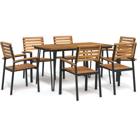 7-tlg. Garten-Essgruppe Massivholz Akazie und Metall (1/5)