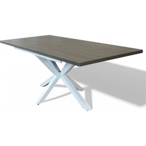 Tavolo allungabile antracite e bianco struttura in metallo con piano in melamina effetto legno 90x160/200xH75 cm Gariè
