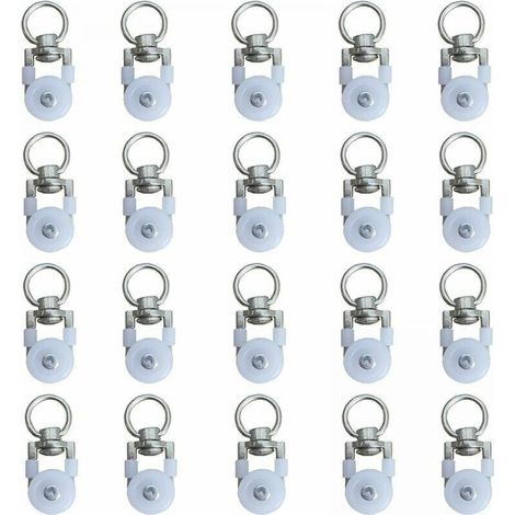 20pcs Curtain Track Rollers, Track Rollers, Curtain Rod Rollers Slides, Silent Pulley, Window Curtain Track Double Track Roller, for Windows Curtain Tracks (1/4)