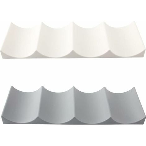 Kühlschrank-Flaschenhalter, 2 Stück, Flaschenaufbewahrungsmatte, stapelbar, Weinregal aus Kunststoff, Weinregal, Flaschenhalter für Küchenkühlschrank, Weiß/Grau