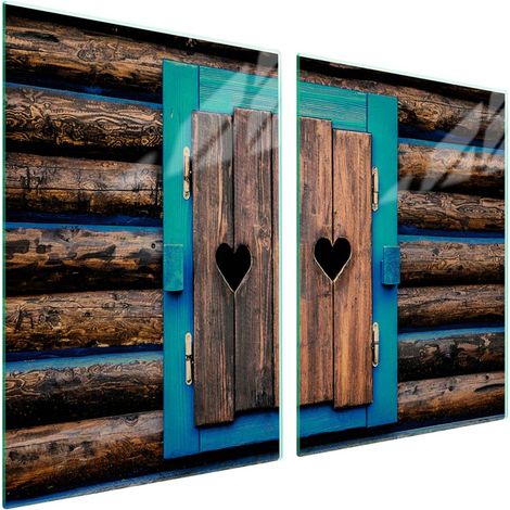 Plaque de protection en verre pour poêle 2x45x52 Bois (1/5)