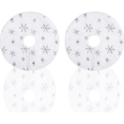 Jupe sapin Noël peluche blanche 38 cm, tapis rond paillettes flocon neige décoratif