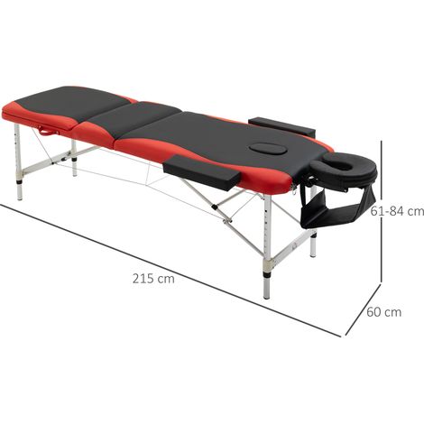 Table de massage portable pliante, hauteur réglable 61-84 cm, dimensions 215x60 cm, structure en aluminium et mousse, avec repose-tête ajustable, parfaite pour soins esthétiques et professionnels (1/5)